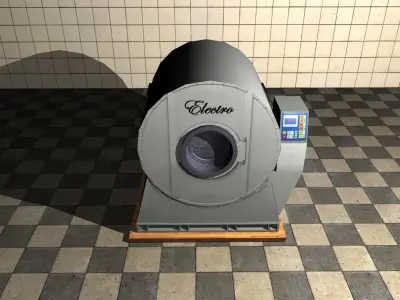 Industrial Washing Machine Low-poly 3D model