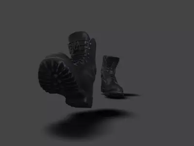 SHOE-002 Walking Black Boots Low-poly 3D model