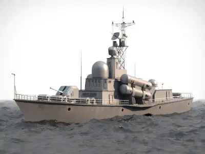 Battleship PBR Low-poly 3D model