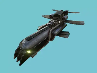 Sci-Fi Aircraft - Airship Rusted - Steampunk Asset Low-poly 3D model