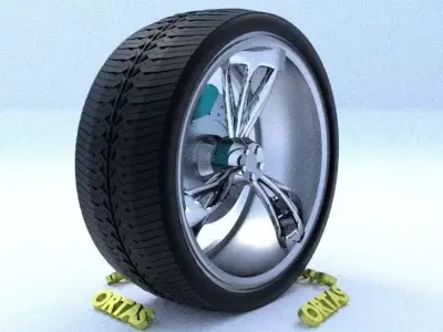 ORTAS CAR RIM 25 GAME READY RIM TIRE AND DISC 3D model