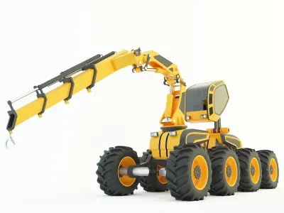 Feller Buncher forest all-terrain vehicle 3d model 3D model