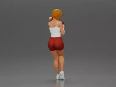 Girl casually checking her phone while striking a relaxed pose 3D print model