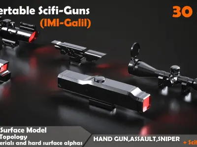 Convertable Sci-fi Guns IMI Galil Low-poly 3D model