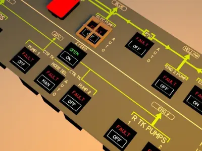 Airbus A320 Overhead Hydraulic-Fuel Panel Low-poly 3D model