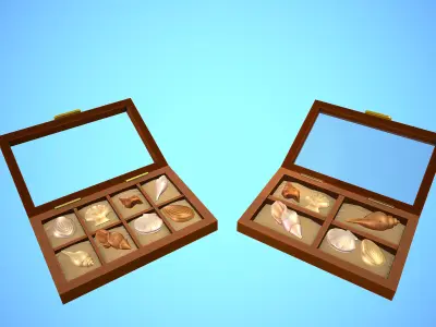 SHELL 01-06 BOX 01-02 PACK CARTOON STYLIZED Low-poly 3D model