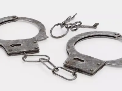 Aged Used Handcuffs with Keys - Realistic Worn Restraint Set 3D model