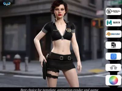 Officer Sarah -Tactical Female Police Character Low-poly 3D model