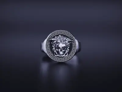 Medusa Signet Ring Greek Antique Pattern 3D print model