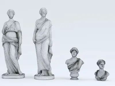 Pack classical sculptures Low-poly 3D model