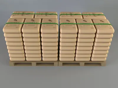 Cement pallet Low-poly 3D model