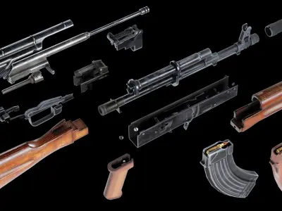 VR Ready Low Poly AK 47 Low-poly 3D model