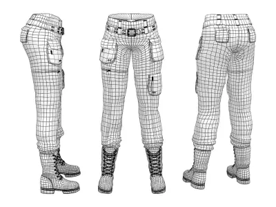 Cargo Pants with Boots Low-poly 3D model