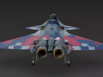 Realistic Red and Blue Camo Stealth Fighter Jet 3D Model Low-poly 3D model