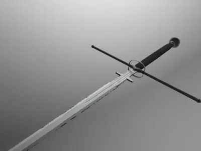 Montante Spanish Steel Greatsword with Ring-Guard Low-poly 3D model