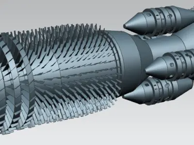 aircraft engine surface modeling Low-poly 3D model