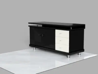Modern Black and White Office Desk 3D Model Low-poly 3D model