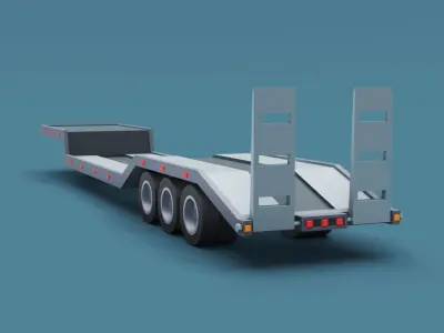 Cartoon Stylized Semi Trailer Lowbed Low-poly 3D model