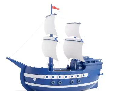 Blue Pirate Ship model pack Low-poly 3D model