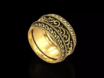 Antique floral carving eternity band ring 3D print model