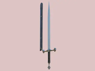 Sword 02 PBR Unity UE V-Ray Arnold Textures Included Low-poly 3D model