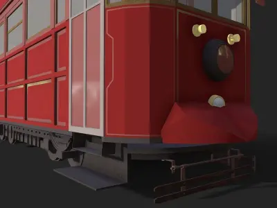 Vintage Style Double Decker Tram Low-poly 3D model