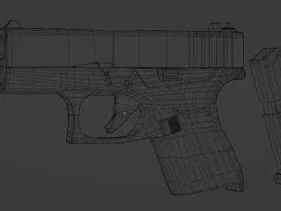 animated lowpoly glock43 pistol Low-poly 3D model