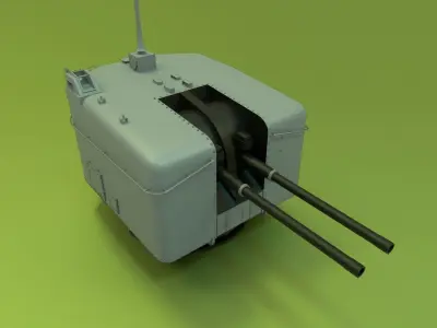 Twin gun Mark6 Turret Low-poly 3D model