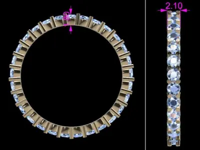 Diamond Infinity Wedding Band or Fashion Band Size 7 3D print model