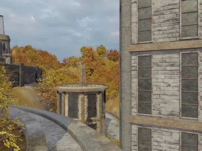 Autumnal Ruins On A Mountainside 3D model