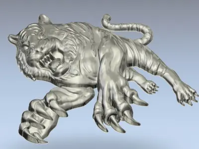 Chinese Tiger art relief sculpting hollow back part  3D print model