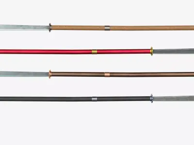 Japanese Spear Naginata 4 colors 3D model