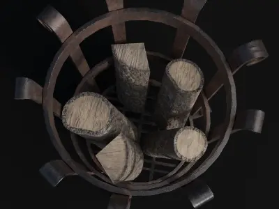 Medieval Brazier- Fire Basket Low-poly 3D model