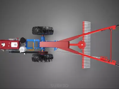 LANDSCAPE RAKE RAKER HARROW LEVELING IMPLEMENT HAND TRACTOR FARM 3D model