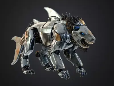 Hybrid Mech Predator  Shark Lion Sci-Fi Creature 3D model