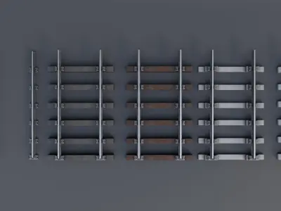 Rail Way Set Low-poly 3D model