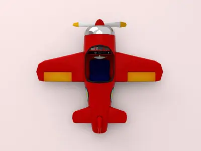 Rigged Cartoon Plane Low-poly 3D model