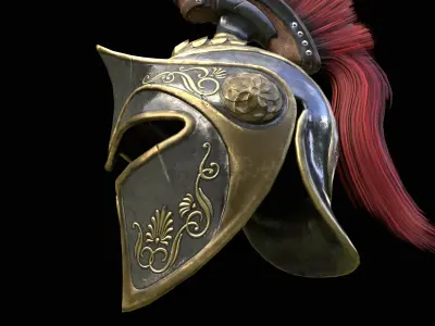 Spartans Warrior Helmet PBR Low-poly 3D model