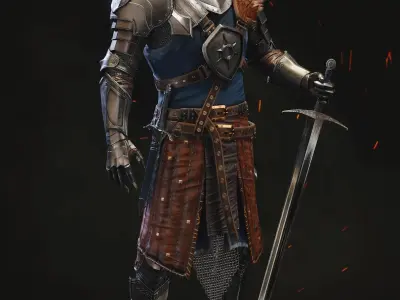 Medieval Knight with Armor and Fur 3D model