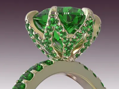 Ring Engagement 6 Prongs Pave 3D print model