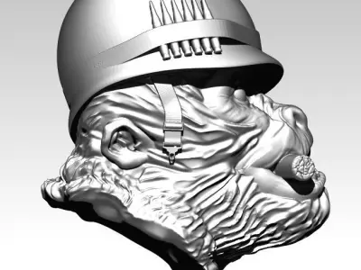 Detailed Angry Warrior Monkey soldier Cigar 3D print model
