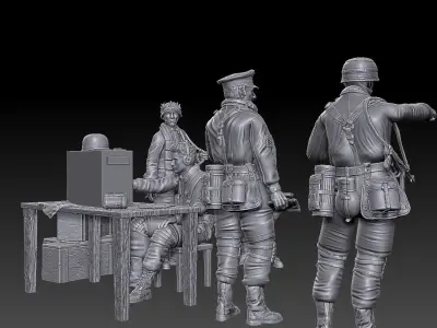 ww2 ger Fallschirmjaeger troop and various props   1-35  3D print model