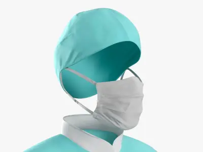  Invisible Medical Coat Outfit with Mask Cap Mint 