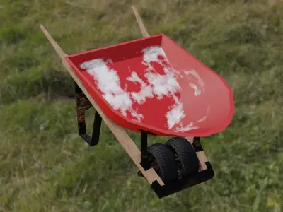 Well-used Wheelbarrow Free low-poly 3D model