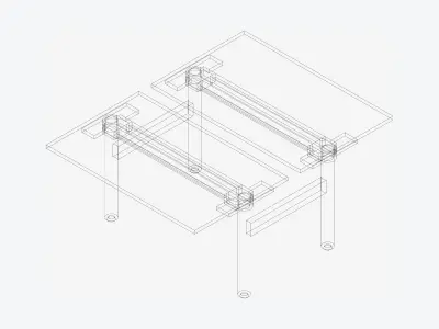 Desk - Rectangle - Simplicity - Double Low-poly 3D model