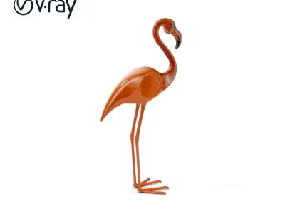 Elegant Flamingo Sculpture D Model Pack Low-poly 3D model