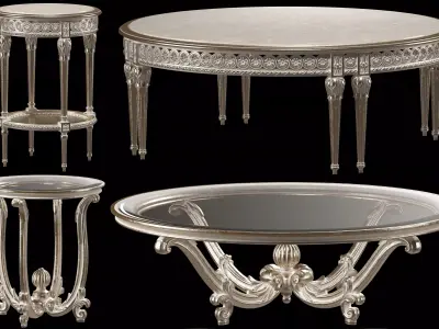 rococo coffe tables set 3D model