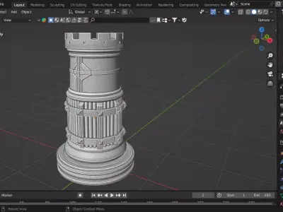 Medieval Mongolian Rook Chess Piece 3D print model