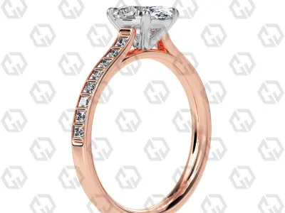 Ring 76 Oval Shape and princess on shanks with Gems 3D print model