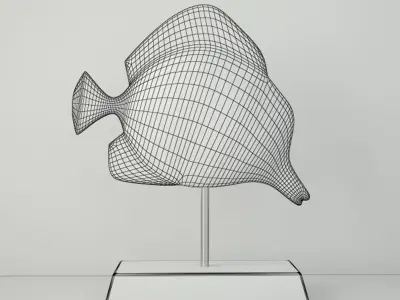 Midcentury Brass Fish on Stand 3D model
